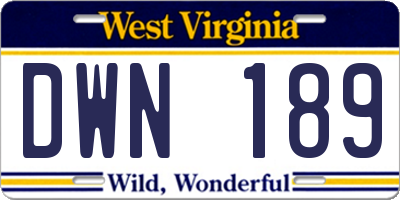 WV license plate DWN189