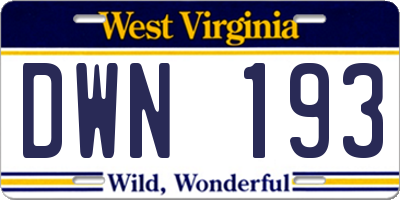 WV license plate DWN193
