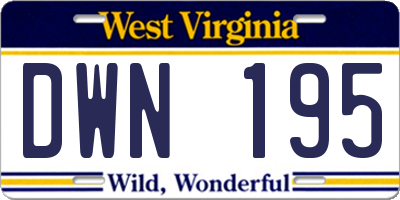 WV license plate DWN195