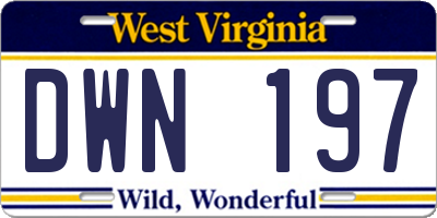 WV license plate DWN197