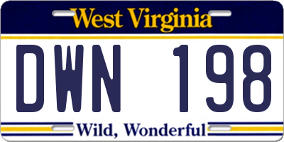WV license plate DWN198