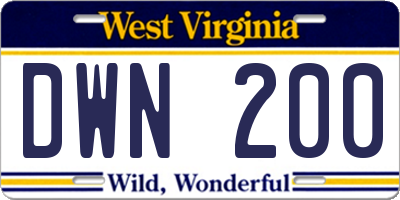 WV license plate DWN200