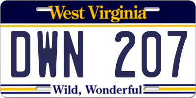 WV license plate DWN207