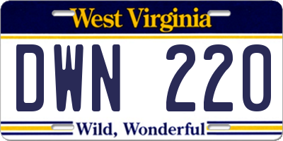 WV license plate DWN220