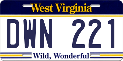 WV license plate DWN221