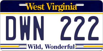 WV license plate DWN222