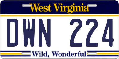 WV license plate DWN224