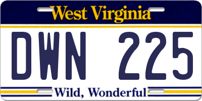 WV license plate DWN225