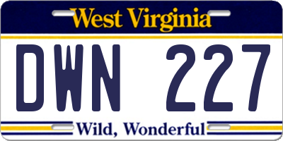 WV license plate DWN227
