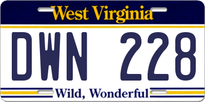 WV license plate DWN228