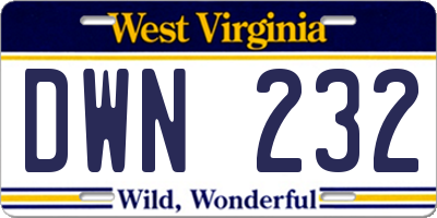WV license plate DWN232