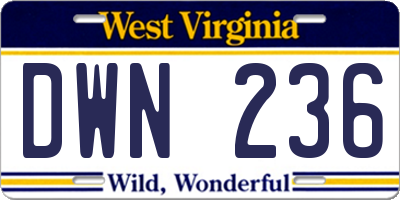 WV license plate DWN236