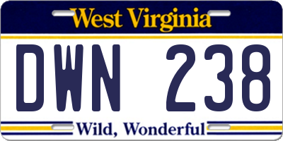 WV license plate DWN238