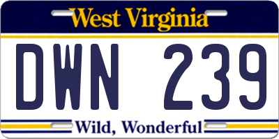WV license plate DWN239