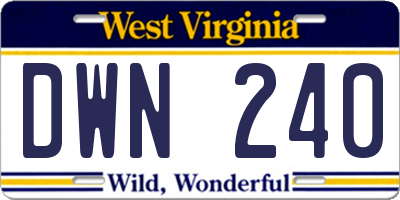 WV license plate DWN240