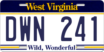 WV license plate DWN241