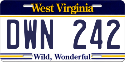 WV license plate DWN242