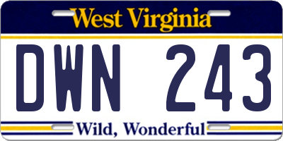 WV license plate DWN243