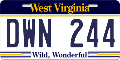 WV license plate DWN244
