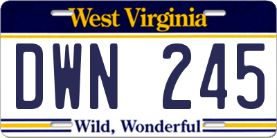 WV license plate DWN245