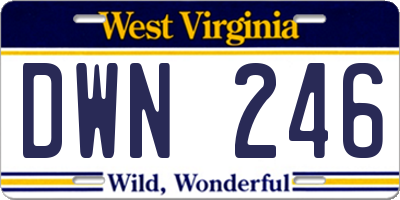 WV license plate DWN246