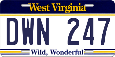 WV license plate DWN247