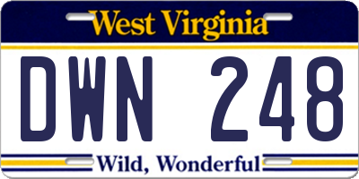 WV license plate DWN248