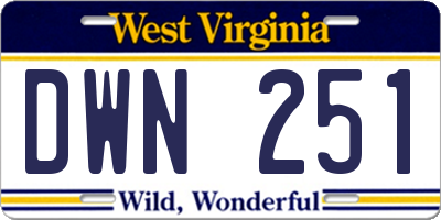 WV license plate DWN251