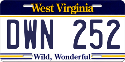 WV license plate DWN252