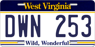 WV license plate DWN253
