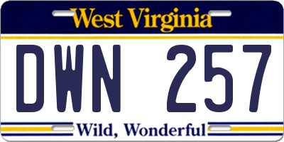 WV license plate DWN257