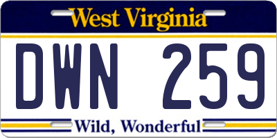 WV license plate DWN259