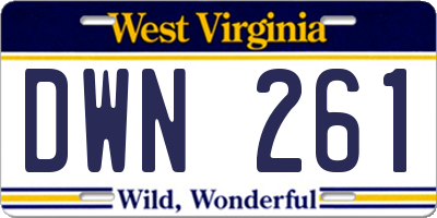 WV license plate DWN261