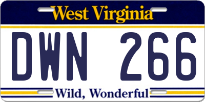 WV license plate DWN266