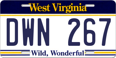 WV license plate DWN267