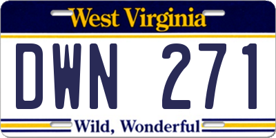 WV license plate DWN271