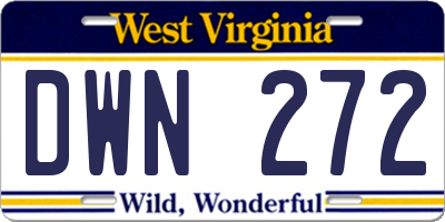 WV license plate DWN272