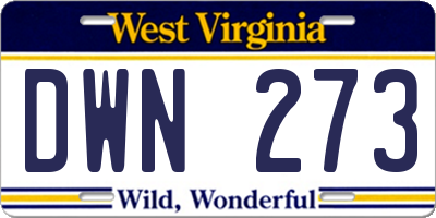 WV license plate DWN273