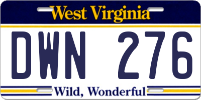 WV license plate DWN276