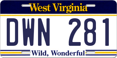 WV license plate DWN281