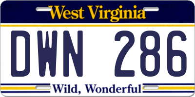 WV license plate DWN286