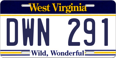 WV license plate DWN291