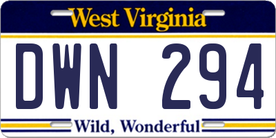 WV license plate DWN294