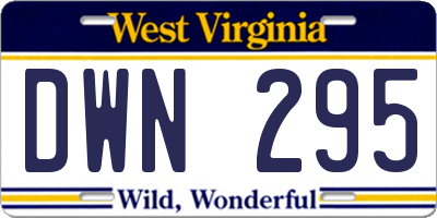 WV license plate DWN295