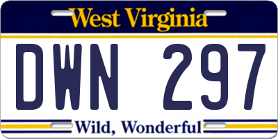 WV license plate DWN297