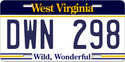WV license plate DWN298