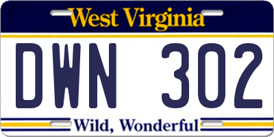 WV license plate DWN302