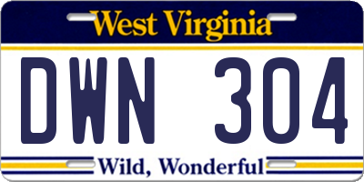 WV license plate DWN304