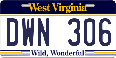 WV license plate DWN306
