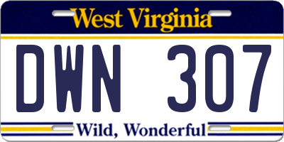 WV license plate DWN307